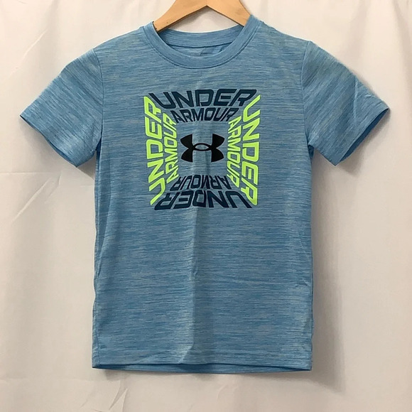 Boys Under Armour Short Sleeve Blue Graphic T-Shirt Size 7 EUC - Picture 1 of 6
